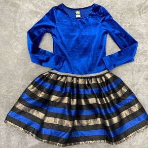 Dollie & Me | Dresses | Dollie Me Blue Velvet Striped Dress With  Rhinestones Size | Poshmark